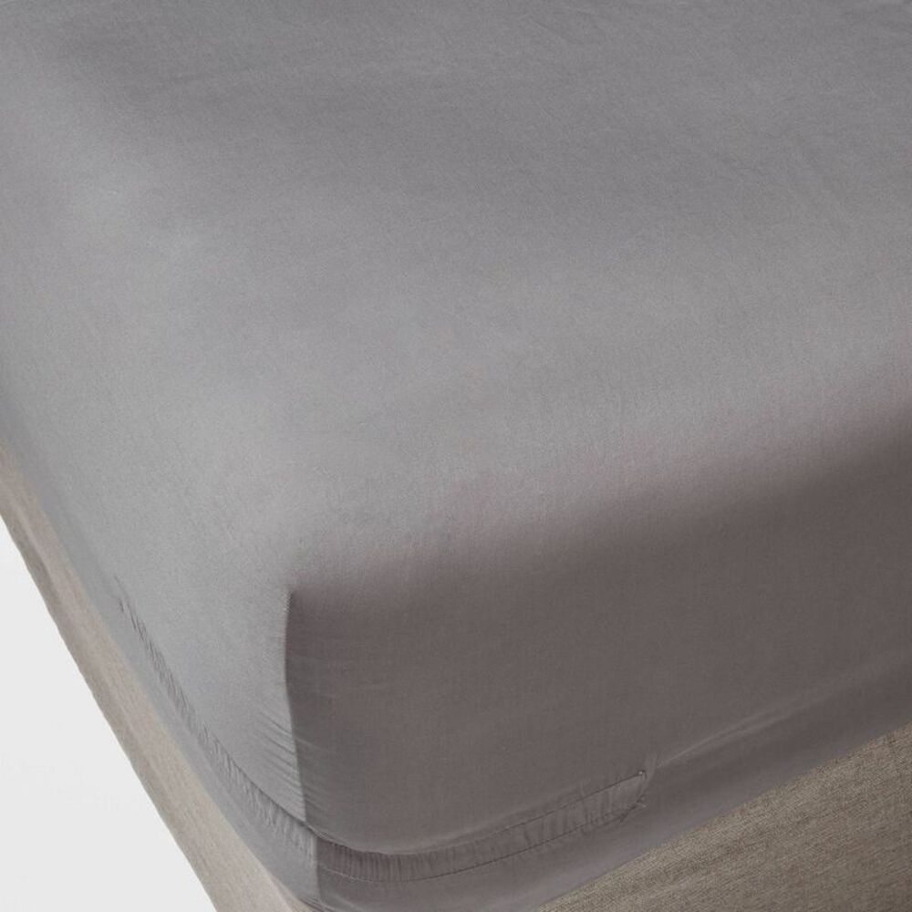 Queen 400TC Performance Cotton Sateen Fitted Sheet - Dark Gray Fits 18"